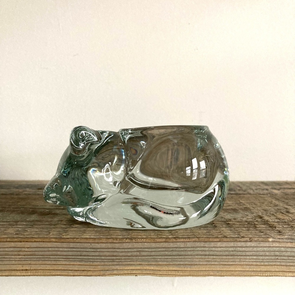 Indiana glass, Hoosier glass sleeping cat candle holder